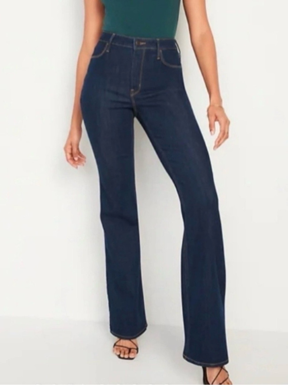 old navy high rise flare dark wash jeans. Size 14